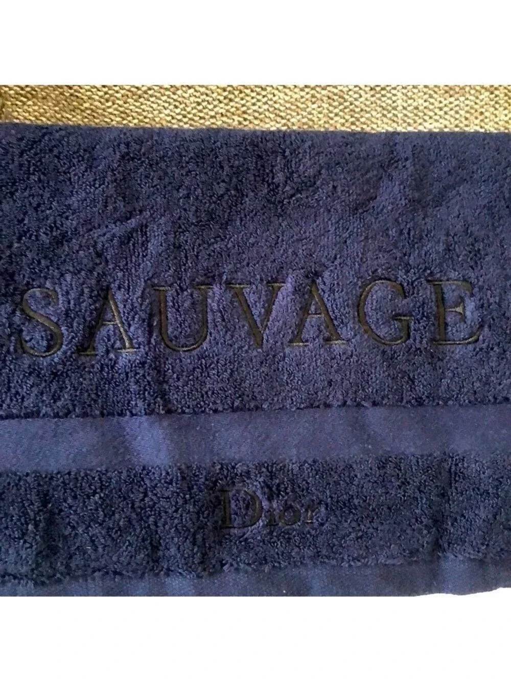 Dior Sauvage Men’s Face Hand Towel Navy Blue Logo Cotton Authentic